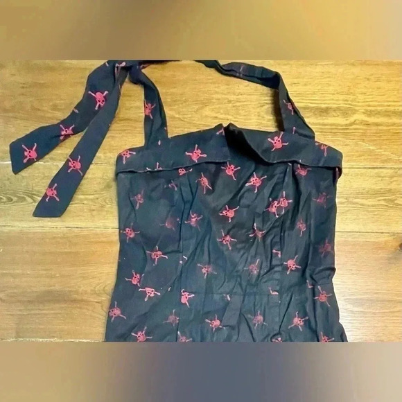 Vintage Hot Topic | Skull Halter Dress | Collared Chest | Black & Red | Medium - Picture 2 of 3